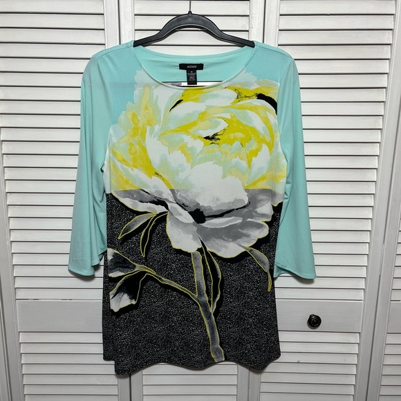 Alfani Tops - Alfani Graphic Tunic Blouse with Bell Sleeves, Size M